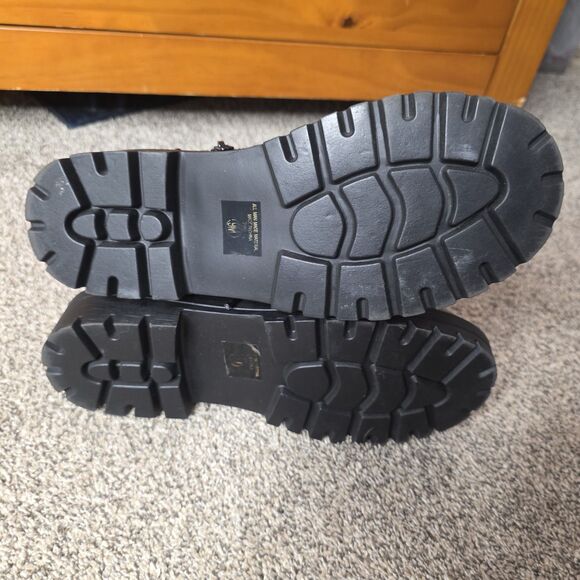 Unr8ted Black Boots Size 9 High Top Zipper Side Lace Up Moto Goth Dress Chunky - Picture 8 of 9